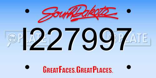 I227997 South Dakota License Plate