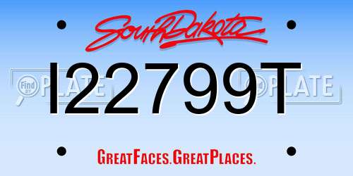 I22799T South Dakota License Plate