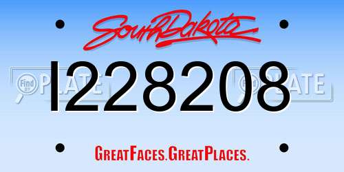 I228208 South Dakota License Plate