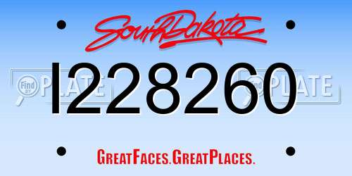 I228260 South Dakota License Plate