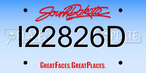 I22826D South Dakota License Plate