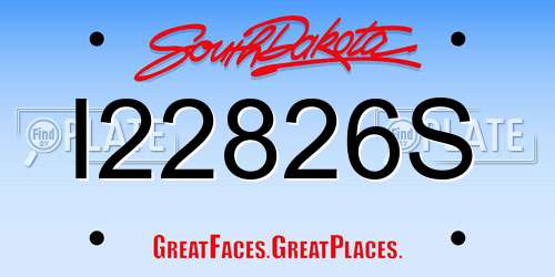 I22826S South Dakota License Plate