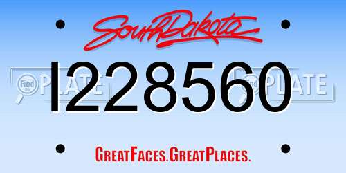 I228560 South Dakota License Plate