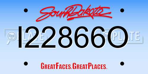 I22866O South Dakota License Plate