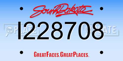 I228708 South Dakota License Plate