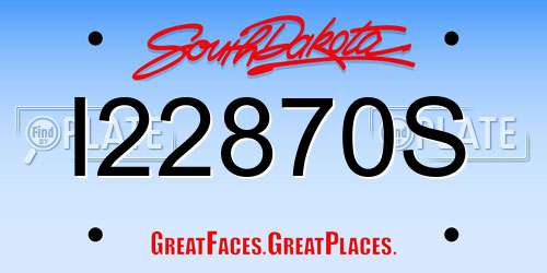 I22870S South Dakota License Plate