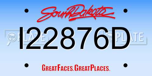 I22876D South Dakota License Plate