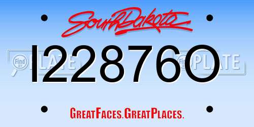 I22876O South Dakota License Plate