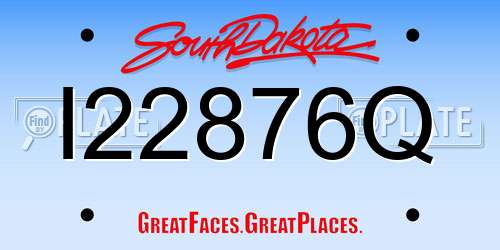 I22876Q South Dakota License Plate