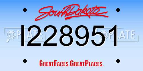 I228951 South Dakota License Plate