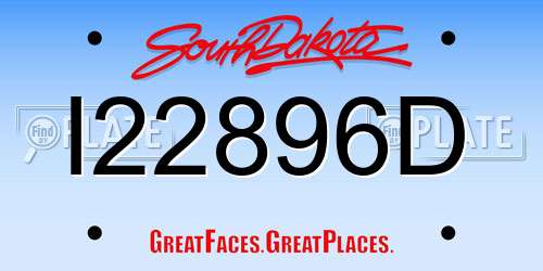 I22896D South Dakota License Plate