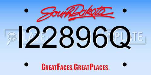 I22896Q South Dakota License Plate
