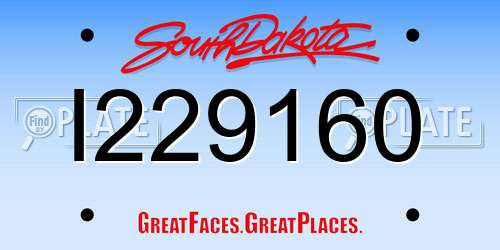 I229160 South Dakota License Plate