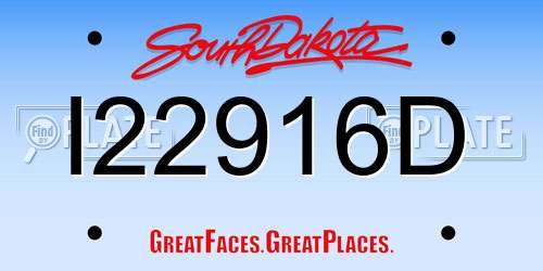 I22916D South Dakota License Plate