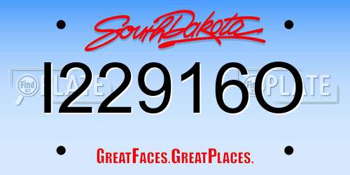 I22916O South Dakota License Plate