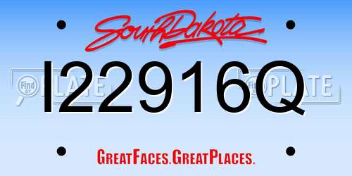 I22916Q South Dakota License Plate