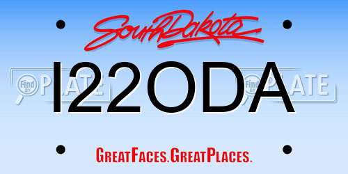 I22ODA South Dakota License Plate