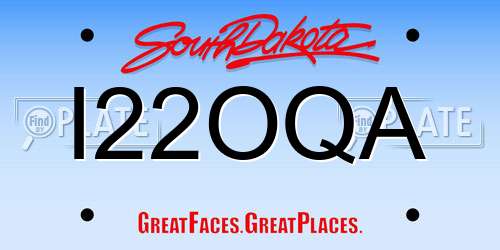 I22OQA South Dakota License Plate