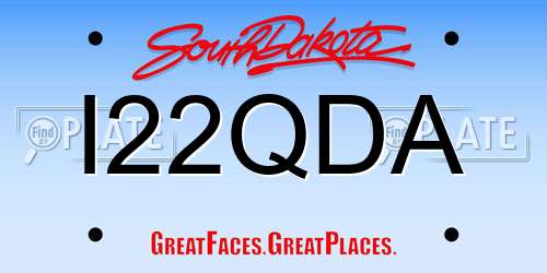 I22QDA South Dakota License Plate