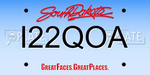 I22QOA South Dakota License Plate