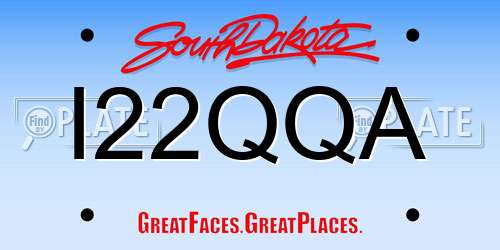 I22QQA South Dakota License Plate