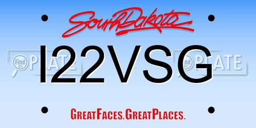 I22VSG South Dakota License Plate