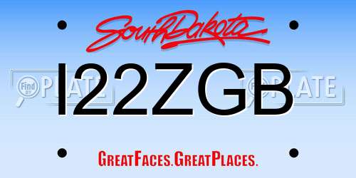 I22ZGB South Dakota License Plate