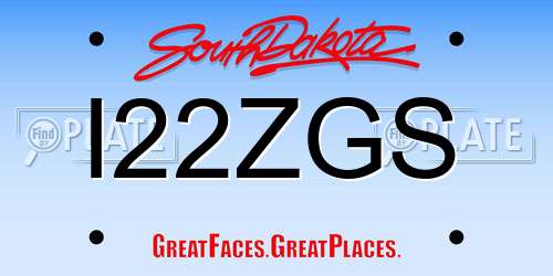 I22ZGS South Dakota License Plate