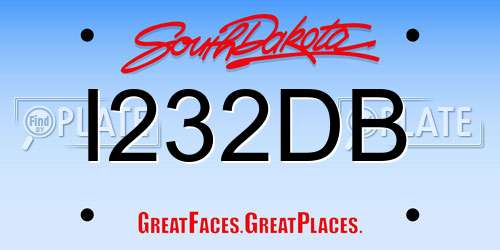 I232DB South Dakota License Plate