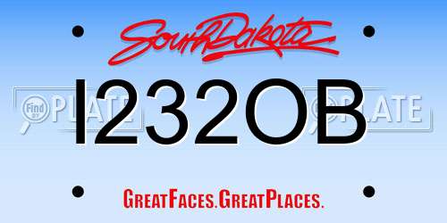 I232OB South Dakota License Plate
