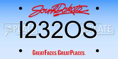 I232OS South Dakota License Plate