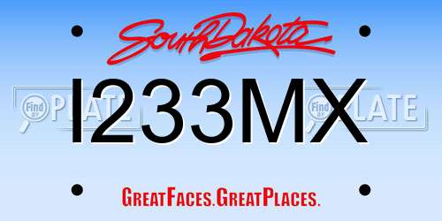 I233MX South Dakota License Plate