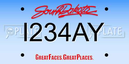 I234AY South Dakota License Plate