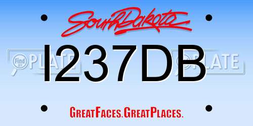 I237DB South Dakota License Plate