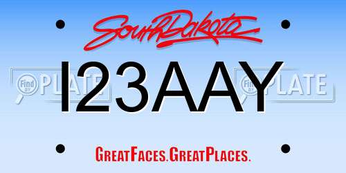 I23AAY South Dakota License Plate