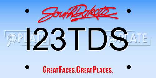 I23TDS South Dakota License Plate