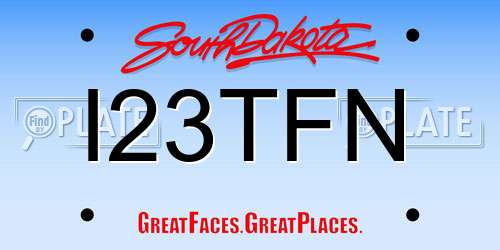 I23TFN South Dakota License Plate
