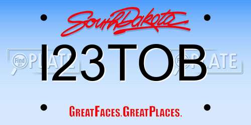 I23TOB South Dakota License Plate