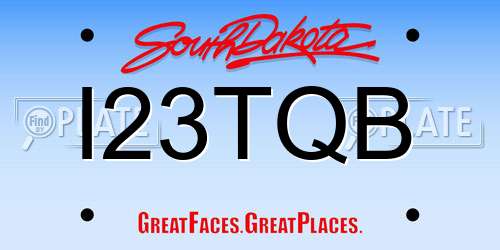 I23TQB South Dakota License Plate