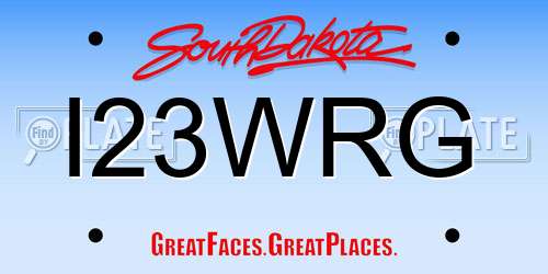 I23WRG South Dakota License Plate