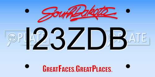 I23ZDB South Dakota License Plate