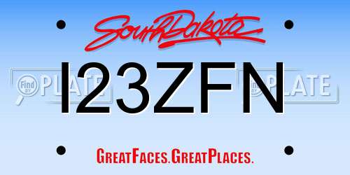 I23ZFN South Dakota License Plate