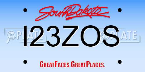 I23ZOS South Dakota License Plate