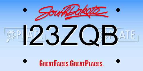 I23ZQB South Dakota License Plate