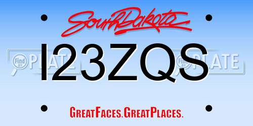 I23ZQS South Dakota License Plate