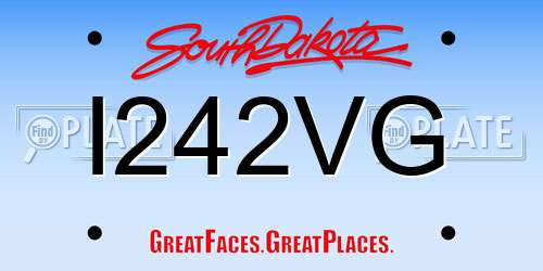 I242VG South Dakota License Plate