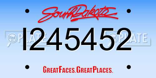 I245452 South Dakota License Plate