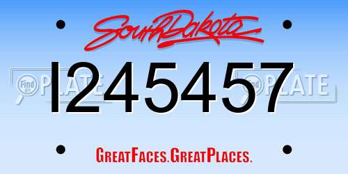 I245457 South Dakota License Plate