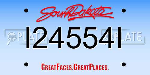 I24554I South Dakota License Plate
