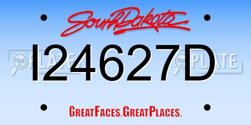 I24627D South Dakota License Plate